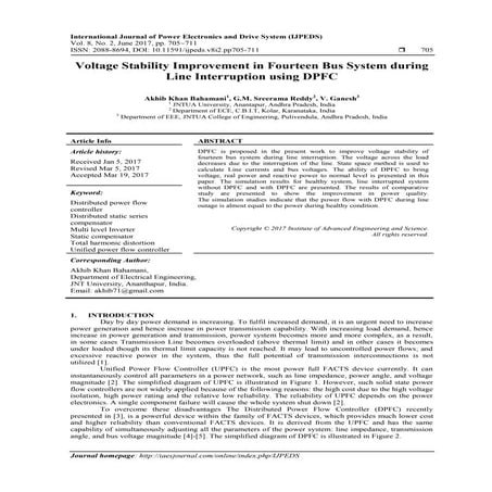 Voltage Stability Improvement in Fourteen Bus System during Line Interruption...
