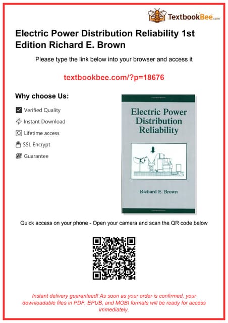 Electric Power Distribution Reliability 1st Edition Richard E