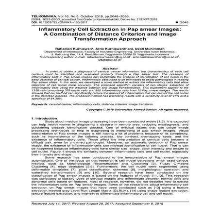 Inflammatory Cell Extraction in Pap smear Images: A Combination of Distance C...