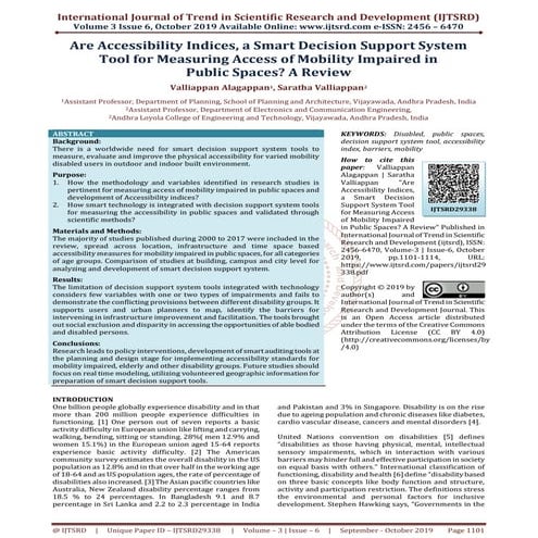 Are Accessibility Indices, a Smart Decision Support System Tool for Measuring...