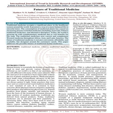 Future of Traditional Medicine