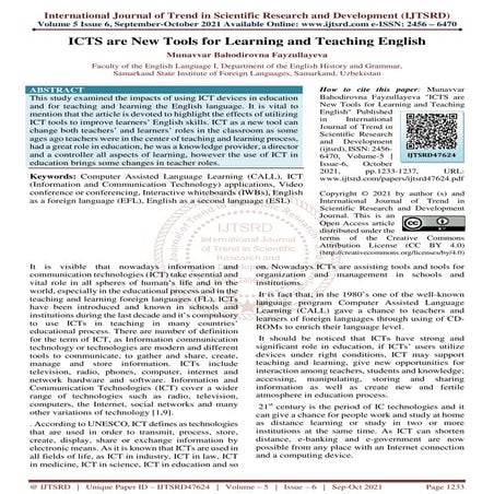 ICTS are New Tools for Learning and Teaching English