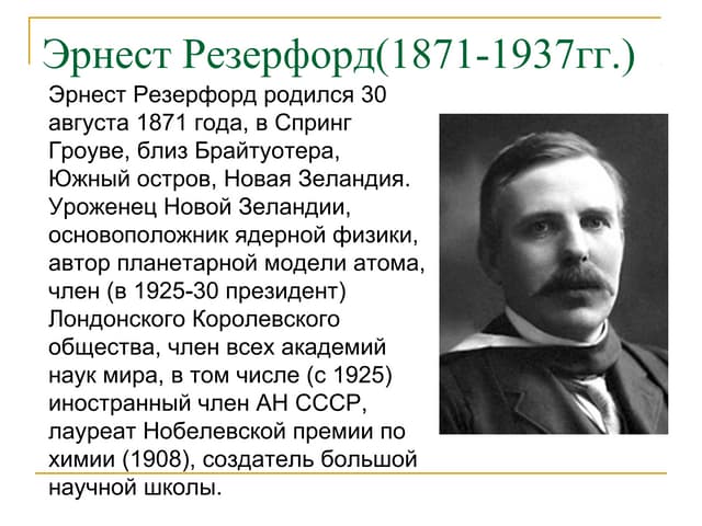 Эрнест Резерфорд - знаменитый ученый, открывший строение атома и основатель радиоактивности, революционизировавший науку и открытивший новые горизонты познаний Биография Эрнеста Резерфорда: достижения ученого и его вклад в науку