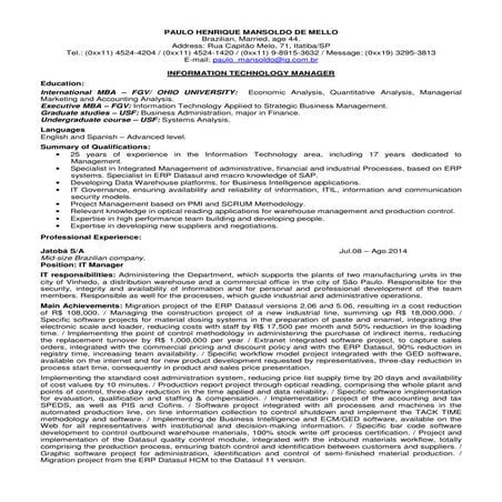 Paulo Henrique de Mello - Gerente de TI - English