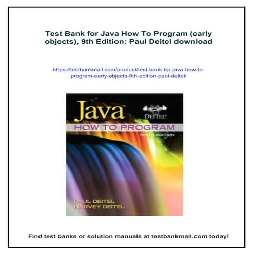 Test Bank for Java How To Program (early objects), 9th Edition: Paul ...