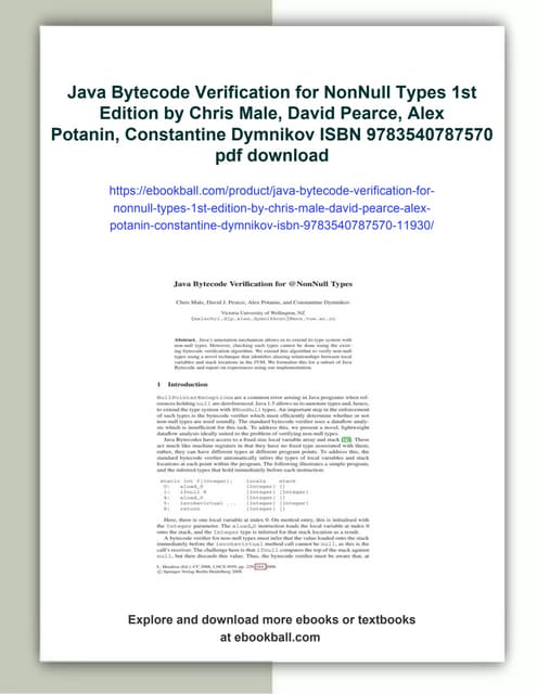 Java Bytecode Verification for NonNull Types 1st Edition by Chris Male, David...