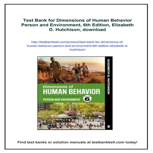 Test Bank for Dimensions of Human Behavior Person and Environment, 6th ...