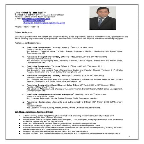 CV of Jhahidul Islam