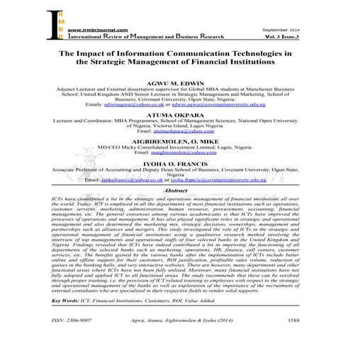 The Impact of Information Communication Technologies in Nigeria | PDF