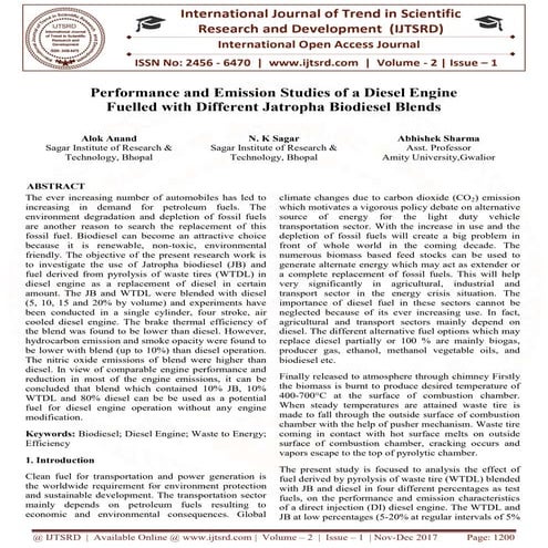 An Experimental Investigation on Performance and Emission Parameters ...