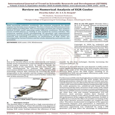 Review on Numerical Analysis of EGR Cooler