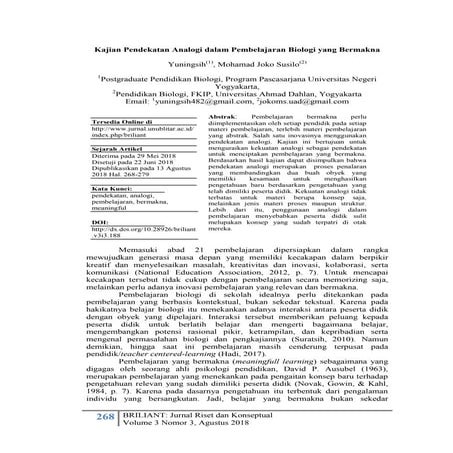 Kajian Pendekatan Analogi dalam Pembelajaran Biologi yang Berdayaguna 