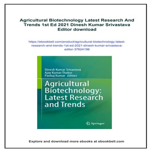 Agricultural Biotechnology Latest Research And Trends 1st Ed 2021 ...