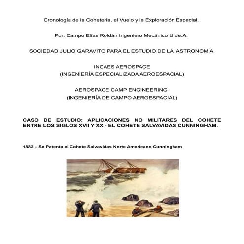 1882 - Cohete Salvavidas  Norte Americano Cunningham