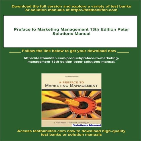 Preface to Marketing Management 13th Edition Peter Solutions Manual | PDF