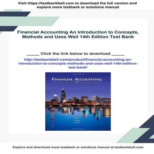 Financial Accounting An Introduction to Concepts, Methods and Uses Weil 14th ...