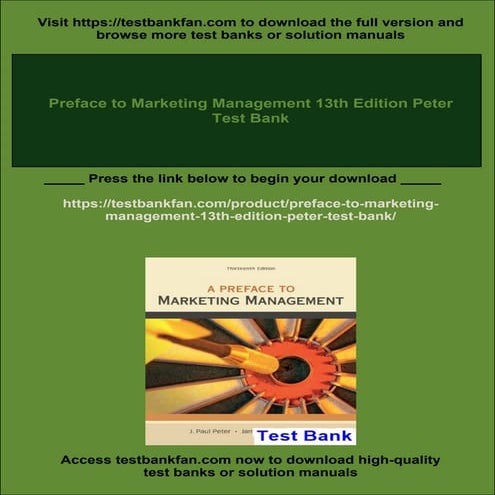 Preface to Marketing Management 13th Edition Peter Test Bank | PDF