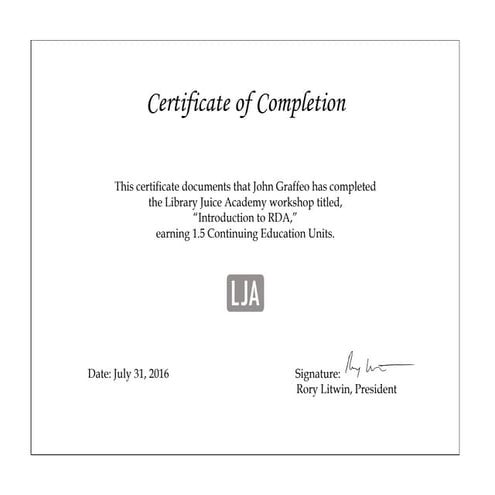 RDA certificate of completion | PDF