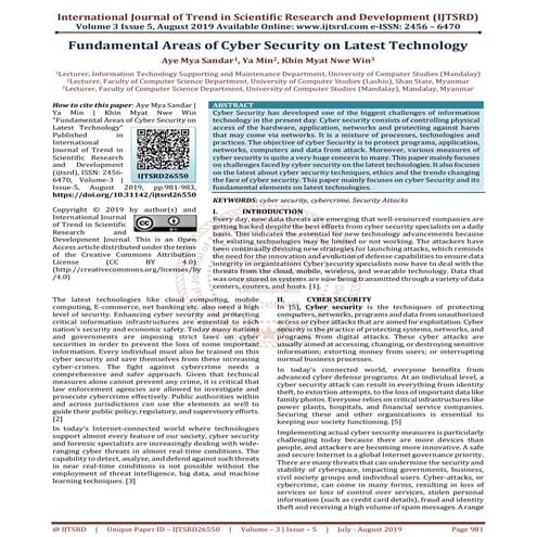 Cyber Security Challenges on Latest Technologies | PDF