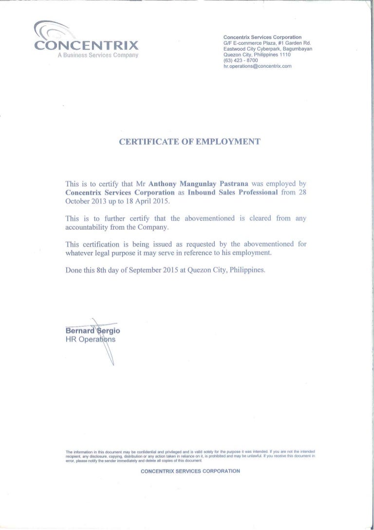 Concentrix Certificate Of Employment prntbl concejomunicipaldechinu Concentrix Certificate Of Employment prntbl concejomunicipaldechinu
