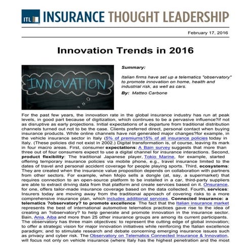 ITL - Innovation Trends in 2016