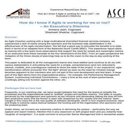 How do i know agile is working for me or not an executives dilemma