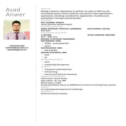 Asad Anwer cv | DOCX