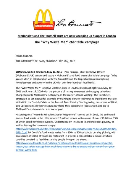 McDonald's Press Release