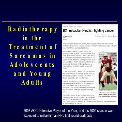 Radiotherapy in the Treatment of Sarcomas in Adolescents and Young Adults