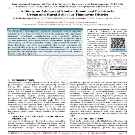A Case Report Adjustment Reaction in School Children | PDF