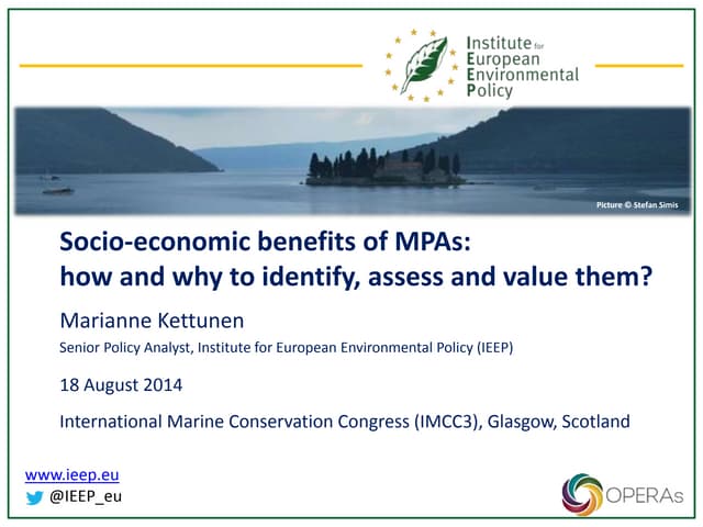 Socio-economic assessment of marine...