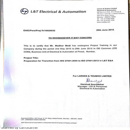 L&T Certificate