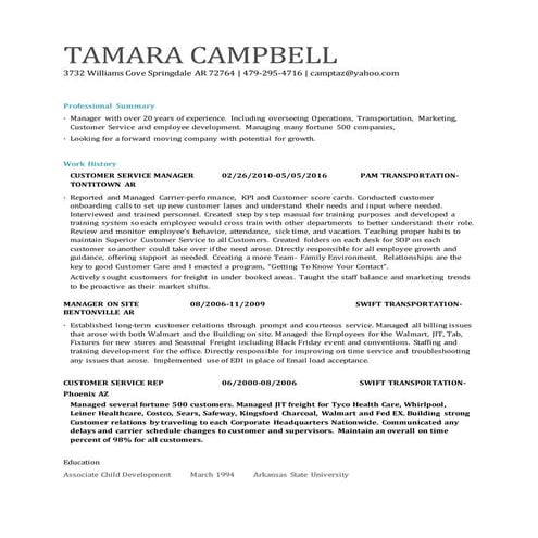 Tamara Campbell Resume 2016