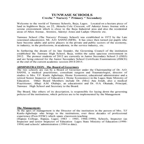 SCHOOL HISTORY (NEW) TUNWASE SCHOOL