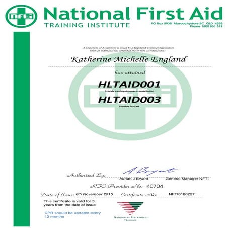 First Aid Certificat