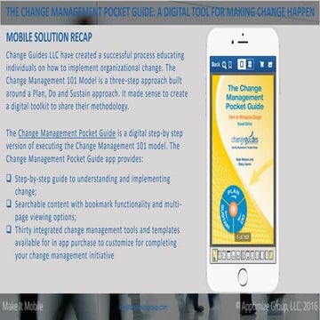 Solution Recap - Change Guides LLC Change Pocket Guide - Apptimize Group LLC