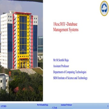 18CSC303J DBMS UNIT I database management system