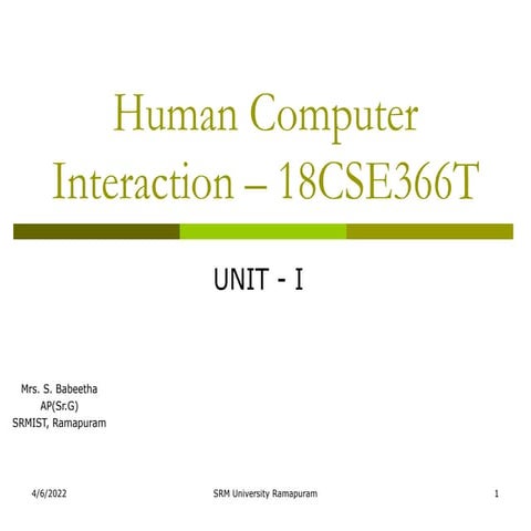 18 cse366t  human computer interaction - hci - unit i