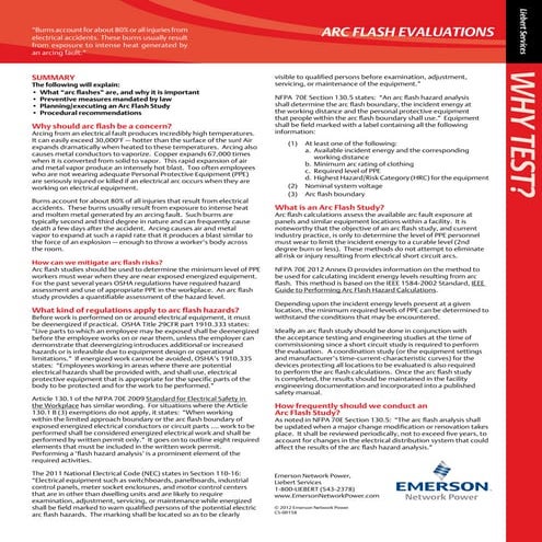 Why Test Series - Arc Flash Evaluations CS-00158