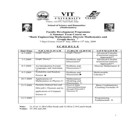 FDP SumCourse Schedule July  2009 (1)