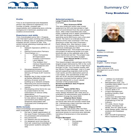 Tony Bradshaw CV Mott Mac 2015
