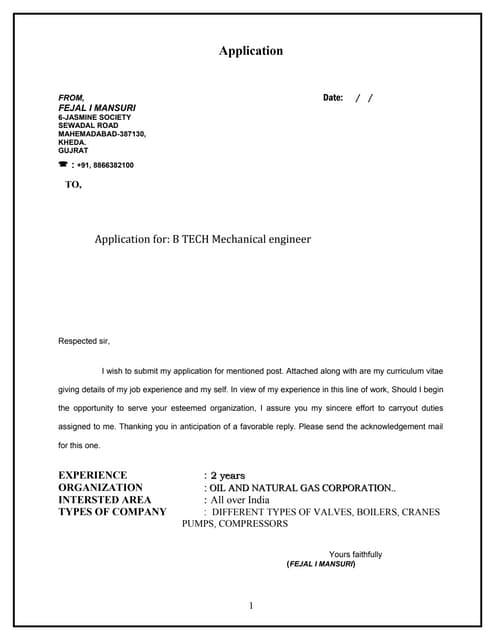 Industrial training letter format