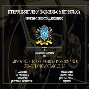 IMPROVING ELECTRIC VEHICLE PERFORMANCE USING PHOTOVOLTAIC CELLS