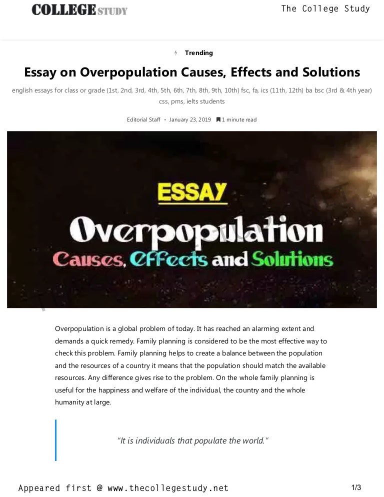 problem solution essay overpopulation