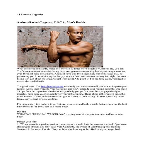 18 exercise upgrades