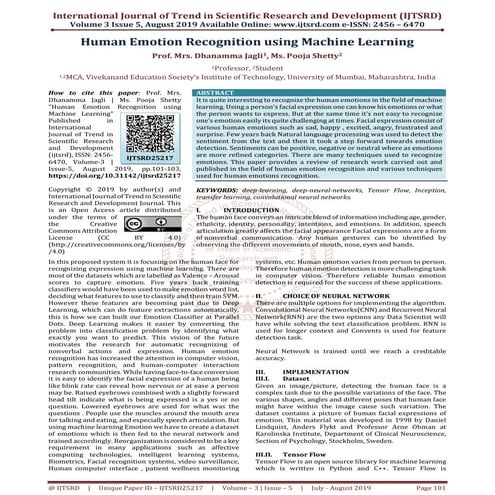 Human Emotion Recognition using Machine Learning
