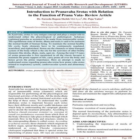 Introduction to Pranavaha Srotas with Relation to the Function of Prana Vata ...