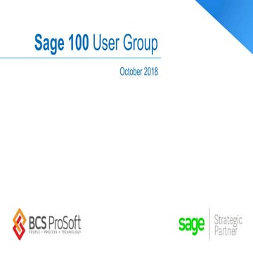 Sage 100 User Group Meeting | October 2018