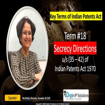 Key Terms of Patent Act # 18: Secrecy Directions 