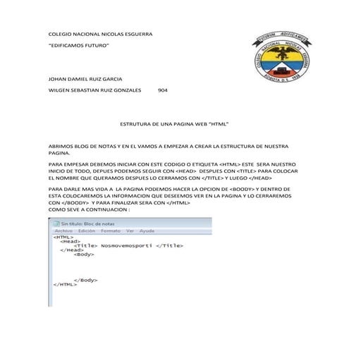 ESTRUCTURA DE UN DOCUMENTO HTML